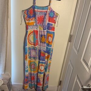 Colorful Geometric Print Maxi Dress